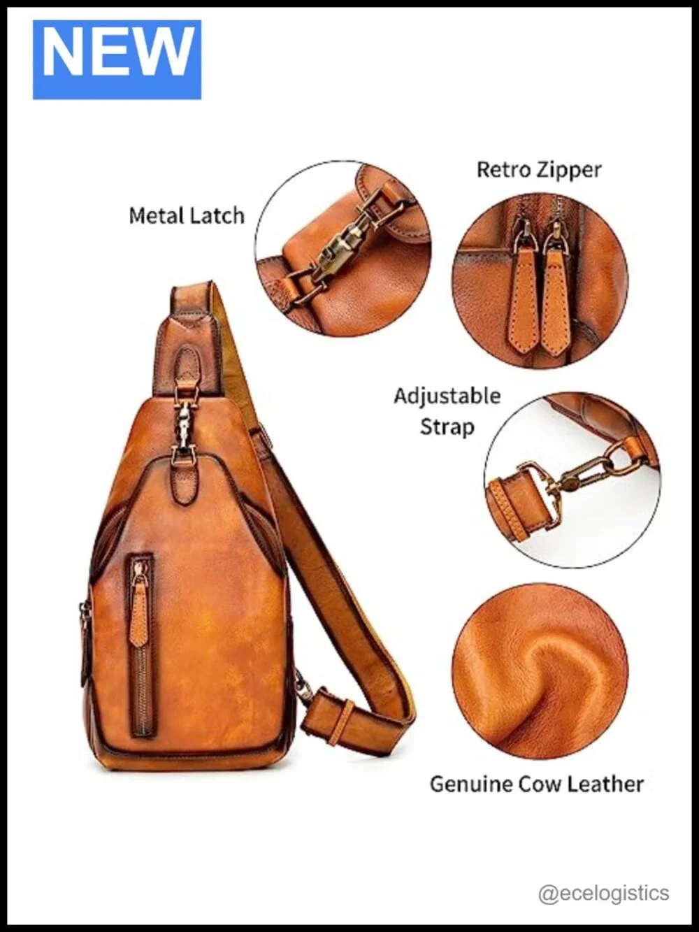 Genuine Leather Crossbody Sling Bag Handmade Vintage Shoulder Purse Daypack
